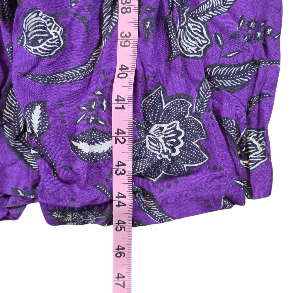 Vtg Bryn Connelly Purple Floral Batik Rayon Lagenlook Sleeveless Midi Dress Lg - Picture 4 of 5